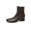 Botines Chelsea de piel de cordero ultraligeros y ultrasuaves 2026 Otoño/Invierno tacón medio grueso puntera redonda piel genuina versátiles para el trabajo diario suela blanda botines para mujer