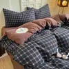 Juego Sencillo de Gasa con Fruncidos de Cuatro Piezas Juego de Tres Piezas Rayado para Dormitorio de Estudiantes Buena Calidad Funda de Edredón Individual Ropa de Cama Cómoda para Cama Doble