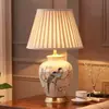 Luminária de Mesa Cerâmica Flor e Pássaro Retrô Americana, Mesa Lateral Criativa para Sala de Estar, Quarto Modelo de Hotel, Luminária de Mesa Simples, Luminária de Cabeceira para Quarto
