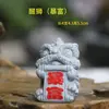 Estatueta de Leãozinho Feliz com Pedra Azul Imitação para Jardinagem, Arranjo de Flores, Micro paisagismo de Aquário, Ornamento de Leão de Vento Estilo Chinês