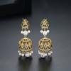Pendientes de perlas indias Jinse, pendientes de cobre, cristal, circonita y perla, joyería vintage de palacio transfronterizo, venta al por mayor para mujeres