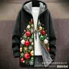 Elementos Navideños Transfronterizos a Todo Color Cardigan con Cremallera Holgado con Capucha para Hombre Ropa de Algodón DIY por Imagen