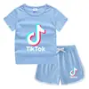 2023 Verão Infantil Gola Redonda Camiseta Calças Quentes Coreano Casual Base Camisa Suor-absorvente Doce Conjunto de Camiseta Infantil