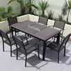 Mesa y Sillas de Plástico y Madera para Patio de Ocio al Aire Libre, Resistentes al Agua, Protección Solar, Anticorrosión, Sencillo Set de Mesa y Sillas para Restaurante de Balcón al Aire Libre