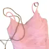 Colete de Renda com Tela Cruzada Feminino Estilo Coreano Chique Rosa Curto de Alcinha Top Sem Mangas Tomara que Caia para Férias na Praia