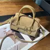 Bolsa Boston de Couro Fosco para Mulheres, Bolsa de Mão de Luxo, Bolsa de Ombro para o Dia a Dia, Bolsa Tote Pequena Vintage de Camurça