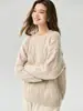 Colección Otoño 2026: Suéter de Punto de Cachemir con Hilo Floral de Cuello Redondo para Mujer, Top Cálido de Seda de Morera