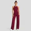 Conjunto de yoga transfronteiriço com costas bonitas e gola halter, roupa esportiva fitness para Pilates, conjunto de treino de corrida de secagem rápida para mulheres