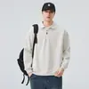 Roupas Masculinas Fengshe / Nova Camisa Polo Masculina de Meio Zíper para Primavera e Outono, Manga Longa, Gola Reversível, Blusa Grossa Masculina