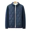Chaqueta de Algodón Acolchada con Diamantes para Hombre Transfronteriza Otoño Invierno Cuello Alto Estilo Cremallera Ligera Cálida Ropa de Algodón Holgada Crujiente Elegante