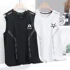Chaleco Transpirable de Manga Corta de Seda Helada de Marca de Moda para Hombre, Camiseta Delgada Holgada de Talla Grande para Hombre de Verano