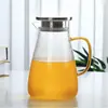 Tetera de Vidrio Borosilicato de Gran Capacidad para Agua Fría Tetera de Vidrio Martillado para Agua Fría Tetera Doméstica para Agua Fría Tetera para Agua Fría con Bolsa de Bambú y Tapa de Acero
