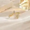 Anel Diamante Ondulação de Água Retrô de Luxo Leve Top de Linha Diamante Folha Personalizado Versátil Design Nicho Empilhável Anel Dedo Indicador