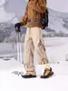 Pantalones de esquí casuales de invierno para hombre con forro polar, engrosados, marca de moda, plisados, corte recto holgado, pierna ancha, pantalones impermeables softshell