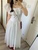 Saia Longa Cintura Alta Design Folha de Lótus Fresca e Delicada Emagrecimento Vestido Branco Fada Verão Nova Saia Temperamento