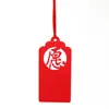 Tarjeta de deseo para festival con cordón de borla roja, tarjeta de bendición roja hecha de papel nacarado, se puede escribir a mano "Que todos tus deseos se hagan realidad."