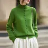 Cárdigan de Punto de Mezcla de Lana Transfronterizo Nuevo Estilo Otoño e Invierno 2026 Estilo Suave Cuello Alto de un Solo Botón Color Sólido Top para Mujer Ya Disponible