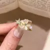 Florecen las Cerezas de Primavera~ Anillo Abierto Flor Ojo de Gato, Estilo Dulce Coreano, Lujo Ligero, Sensación de Alta Gama, Anillo para Dedo Índice, Diseño de Nicho