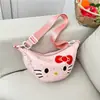Bolsa de axila fofa estilo cartoon para meninas, bolsa de ombro versátil, bolsa transversal, bolsa em formato de bolinho, bolsa casual de lona para ciclismo