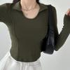 Camiseta de Manga Larga para Mujer 2026 Nuevo Diseño de Cuello en U Elegante Camiseta Básica para Primavera y Otoño, Top de Alta Gama Moderno Ajustado