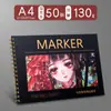 Caneta marca-página livro A4 pintado à mão 8K grafite colorido 16k design artístico de desenho animado Alunos do Ensino Fundamental Livro Ilustrado álbum de fotos para adultos e crianças