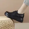 Mocasines para Mujer 2026 Primavera y Otoño Nuevo Estilo Suela de Plataforma Aumentadores de Altura Antideslizantes Zapatos para Mamá de Mediana Edad Punta Redonda Cuero Suave Suela Suave Planos