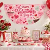 Bandera de Abanico de Medio Círculo Popular Transfronteriza para el Día de San Valentín, Tela Romántica de Corazón de Amor para Colgar en la Pared, Decoración para Fiestas Festivas, Fondo para Fotos