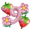 Decoración de Fiesta de Cumpleaños con Globos Temática de Fresa Set de Globos de Película de Aluminio con Forma de Fruta