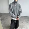 Suéter grueso de punto reversible con cuello alto y botones, estilo coreano casual holgado para hombre, jersey de invierno