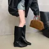 Encuentro de Primera Temporada Botas Largas de Tacón Alto Cuadradas de Gamuza Estilo Retro Coreano para Mujer 2026 Nuevas Botas Altas Adelgazantes Otoño/Invierno