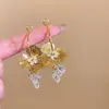 Pendientes Largos con Borlas Cascada Cusfoot Pasador de Plata Flor de Diamante de Moda Personalidad Diseño Exagerado Pendientes Temperamento