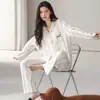 Transmissão ao Vivo Mais Vendido Pijama Feminino Algodão Puro Primavera e Outono Todo Algodão Manga Longa Cardigã Solto Meninas Desenho Animado Conjunto de Roupa para Casa