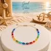 Pulsera de Cuentas Geométricas Redondas de Colores para Mujer Hecha a Mano Ajustable Promoción Publicitaria Fresca Dulce de Verano