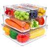 Zhang Bow Contenedor de Almacenamiento para Refrigerador de Diez Piezas Transfronterizo Pet Grado Alimenticio Crisper con Escurridor Organización de Cocina Transparente