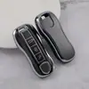 Funda para Llave de Coche con Borde Plateado Adecuada para Porsche Serie K Macan Carcasa de Llave Panamera 718 Estuche para Llave 911