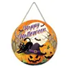 Decorações de porta redondas tridimensionais de madeira maciça personalizadas criativas transfronteiriças para Halloween placa de porta pendurada de madeira
