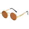 Nuevas Gafas de Sol Redondas Steampunk de Moda Transfronteriza para Hombres y Mujeres Gafas de Sol Retro Varillas de Resorte Gafas de Metal