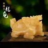 Pedra Crua Natural Esculpida Peça Única Jade Bege Dragão Tartaruga Sala de Estar Decoração de Casa Escultura em Jade Utensílio de Jade Cabeça de Dragão Tartaruga Ornamento de Entrada