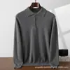 Outono/Inverno Novo 100% Caxemira Pura Masculino Gola Polo Cor Sólida Pulôver de Negócios Camisola Casual com Gola Lapela Camada Base