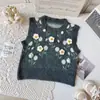 Colete de Tricô para Meninas Outono Inverno 2026 Estilo Coreano Colete de Tricô com Flor 3D Top Elegante Versátil Dropshipping Transfronteiriço
