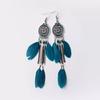Pendientes Creativos Bohemios con Borlas y Plumas Estilo Retro Vacaciones en la Playa Largos Antiguos Estilo Tíbet para Mujer Venta al por Mayor