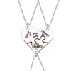 Conjunto de Três Peças de Colares Pingente para Melhores Amigas, Presente de Férias de Formatura para Estudantes, Colar de Coração Encaixável, Joia com Corrente para Clavícula Feminina