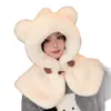 Nuevo conjunto de dos piezas de sombreros para mujer, estilo coreano para otoño e invierno, chal con capucha versátil, engrosado y cálido, con protección para las orejas, calentador de cuello de felpa y capa