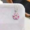 Pingente de Safira Rosa Natural Puro Paparacha Cristal Super Rosa Transparente Tamanho 3*4mm Prata 925 Incrustado com Precisão