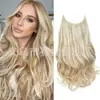Cabelo Longo Cacheado Ondulado com Linha Transparente, Fábrica de Origem, Peruca Estilo Europeu e Americano, Estilo Linha de Pesca com Presilhas