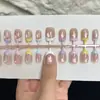 Unhas Postiças Wearable Gato Olho Gel Colorido Francês 5 Cores Toque de Luxo Temperamento 30 Peças Pontas de Unha Pré-fabricadas Pontas de Unha Wearable Xiaohongshu
