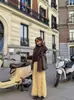 Falda Plisada Amarilla Casual de Verano 2025 Nueva para Mujer Transfronteriza Europea y Americana de Vacaciones