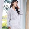 Conjunto de Pijama com Estampa de Arbustos da Selva para Mulheres 2024 Outono Novo Conjunto Fino de Seda e Cetim para Casa