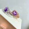 Anillo de Amatista Edición Ancha Anillo de Amatista de Plata 925 para Hombres y Mujeres Moda Simple Color Tesoro Anillo de Cristal