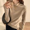 Camiseta Térmica de Cuello Medio para Mujer, Engrosada y Cálida, Adecuada para Otoño e Invierno, Ajuste Ceñido, Elegante Top de Manga Larga